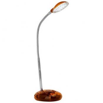 Lámpara de mesa LED Timmi transparente y naranja 2W 100lm con interruptor en la base