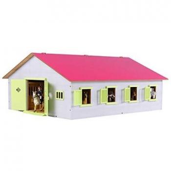 Kids Globe 1:24 Scale Pink Horse Stable with 7 Boxes