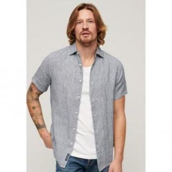 Superdry Camisa informal de lino Studios azul