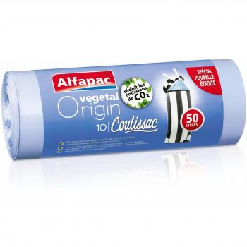 Alfapac - Bolsas de basura con asas de origen vegetal con asas correderas, 2 rollos