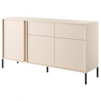 Aparador de 3 puertas y 2 cajones con LEDs - Beige - ELYNIA