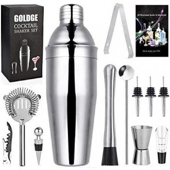 GOLDGE Coctelera para Cócteles, 12Pcs Profesional Barman Cocteleria 750ml Juego de Herramientas de Barra de Acero Inoxidable Ideal para Bar, Hogar Mezclar Bebidas