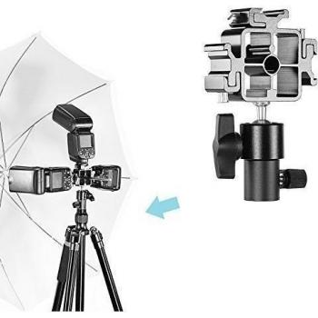 Neewer® Aleación de aluminio de 3 Vías adaptador de montura de zapata giratorio inclinación paraguas soporte soporte con tres Triple de Zapata para Canon, Nikon, Sony, Olympus, Pentax, Fujifilm Flash Speedlite