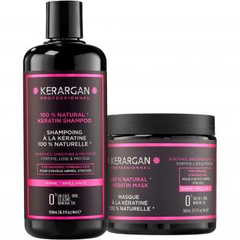 Kerargan - Champú y mascarilla de queratina para fortalecer y proteger - Para cabello seco y dañado - Sin sulfatos, parabenos ni siliconas - 2x500 ml