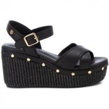 Sandalias de cuña de piel negra Carmela 160750
