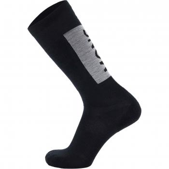 Mons Royale Merino Atlas Snow Calcetines Técnicos negros, calcetines largos de merino, diseño técnico para nieve, transpirables y cómodos, con soporte en el arco y refuerzo en la puntera y talón