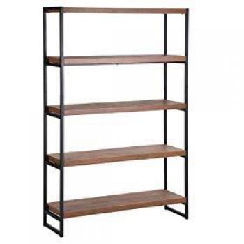 Estante industrial de madera oscura y estructura metálica negra 155 x 100 cm