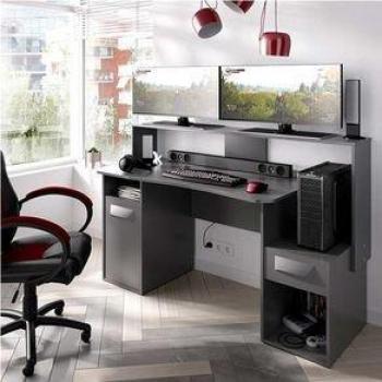 Escritorio Gaming Fosk Grafito 84-98x153,5x62-68,5 cm