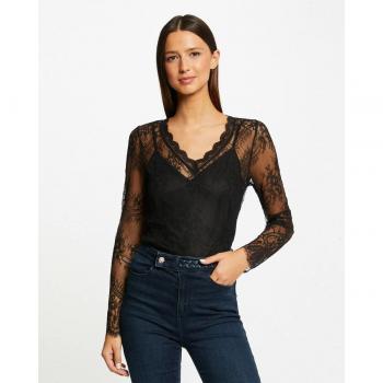 Camiseta de mujer de manga larga con encaje Morgan