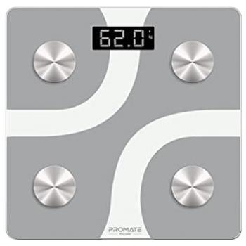 Báscula Digital Inteligente Promate Iscale Bluetooth Blanca con 12 Parámetros de Análisis y Control por App Smartphone