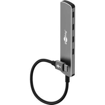 Hub USB-C Slim 4 Puertos 5 Gbit/s Goobay, Docking Station Aluminio Gris