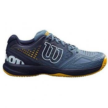 Wilson Kaos Comp 2.0 CC, Zapatilla de Tenis para Tierra Batida, tenistas de Cualquier Nivel para Hombre, Azul/Azul/Dorado, 44 EU