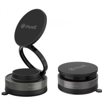 Soporte Plegable Universal Magnético para Coche y Sobremesa Muvit For Change con Ventosa Negro 360°