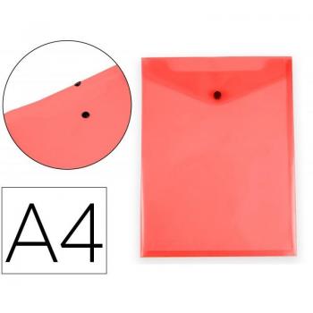 Carpeta dossier con broche de polipropileno formato A4 vertical con fuelle rojo translúcido