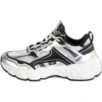 Buffalo Women's Silver/Black Low Trainers CLD Run Jog Sneakers