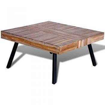 vidaXL Mesa de Centro Cuadrada Madera Teca Reciclada Mesita de Sofá Salón Casa