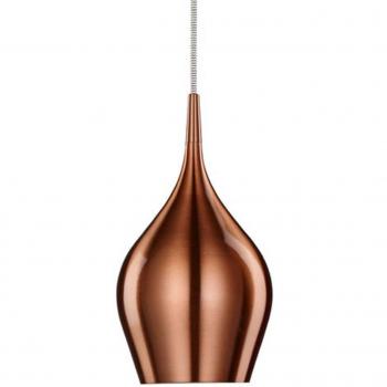 Lámpara colgante Vibrante de cobre con 1 bombilla, altura ajustable de 142 cm, diámetro de 12 cm, color rosa metálico