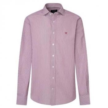 Camisa de hombre slim fit de rayas finas en color rojo - Hackett 3XL