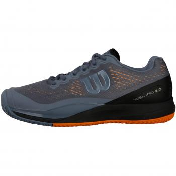 Wilson Rush Pro 3.0, Zapatillas de Tenis para Hombre, Gris Flint Stone/Black/Mandarin, 46 2/3 EU