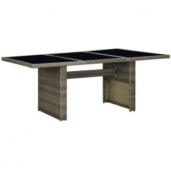 vidaXL Garden Table - Brown Poly Rattan and Tempered Glass, Outdoor Furniture, Weather Resistant, Easy to Clean, Modern Design