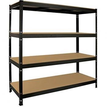Monster Racking - Estantería Q-Rax con 4 Estantes de Acero Sin Tornillos Negra 160cm x 60cm x 160cm