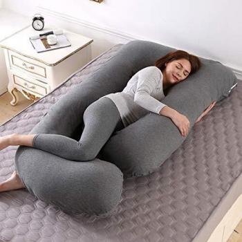 Almohada de Embarazo, Almohada Embarazada Dormir en Forma de J, Multifuncional Embarazo Almohada de Cuerpo Completo para Soporte de Vientre/Caderas/Piernas/Espalda, Extraíble Lavable