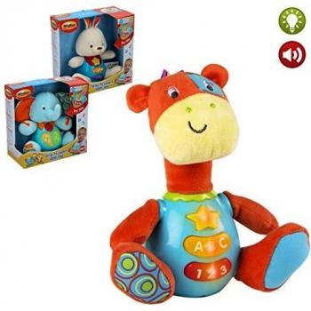 ColorBaby- Peluche Luces y melodías 21 cm, Multicolor