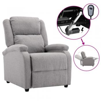 Sillón reclinable eléctrico de tela gris claro