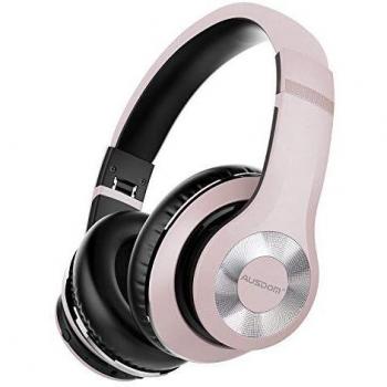 AUSDOM ANC10 Auriculares Bluetooth 5.0 con Cancelacón Activa de Ruido, Cascos Inalámbricos Bluetooth con Micrófono Hi-Fi Deep Bass,Cómodo Protein Earpads, para PC/Teléfonos Celulares/TV- Rosado