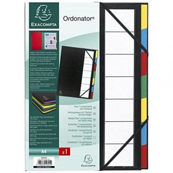 Carpeta Armónica Exacompta A4, 7 Compartimentos, Extensible, Rígida, Color Negro
