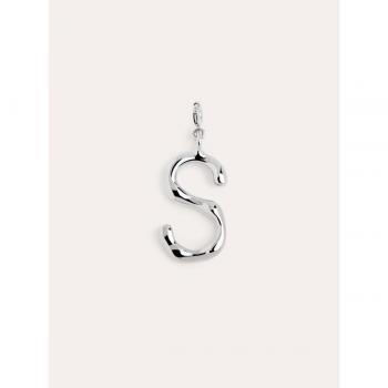 Charm Singularu Letter XL - Colgante Inicial en Aleación de Metales Bañado en Rodio - Letra S