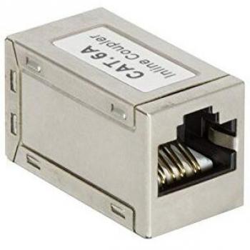 Adaptador de Red Ethernet Cat 6A Miniatura Metálico RJ45 Acoplador Hembra a Hembra MINI Logilink