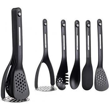 Kitchencraft Masterclass Smart Espacio Nesting Magnético Utensilios de Cocina, 5 Piezas, Plástico/Silicona, Color Negro, Dimensiones: 9 x 9 x 30 cm (3.5