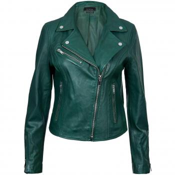 Infinity Leather Women's Green Nappa Biker Jacket - Size S