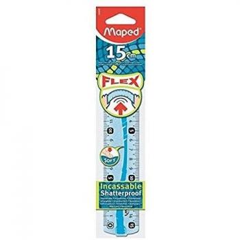 Maped - Material Escolar - Irrompible - Regla Plana de 15 cm - Diseño Técnico y Académico - Grabado de Alta Calidad - Borde Antimanchas y Empuñadura Ergonómica - 2 Colores