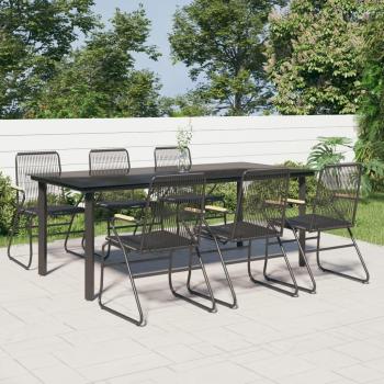 7-Piece Black PVC Rattan Garden Dining Set