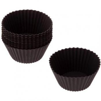 Lékué Classic - Bases para Magdalenas, 7 cm, 12 Unidades, Color Negro