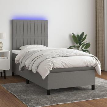 Colchón cama box spring suave con luces LED en tela gris oscuro 80x200 cm