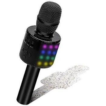 BONAOK Micrófono Karaoke Bluetooth, Micrófono Inalámbrico Karaoke con Luces LED, Micrófono de Grabación Niños cantando, Máquina Micrófonopara el Hogar KTV Player, Compatible con Android e iOS