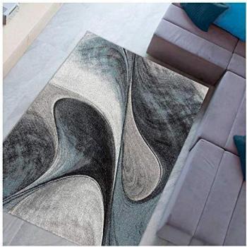 Alfombra rectangular azul y gris 240x340 cm estampado redondo GARCA de polipropileno