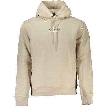 Beige Fleece Hooded Sweatshirt with Embroidered Logo - XXL