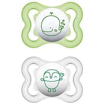 MAM Chupete Air S230 - Escudo con Orificios Extra Grandes Para Pieles Sensibles, con Tetina de Silicona Skinsofttm Ultrasuave, Para Bebés de 0+ Meses, Neutro, con Caja Auto Esterilizadora, 2 Unidades