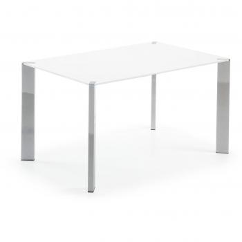 Kave Home Mesa Spot 140x90 cm, plata y blanco