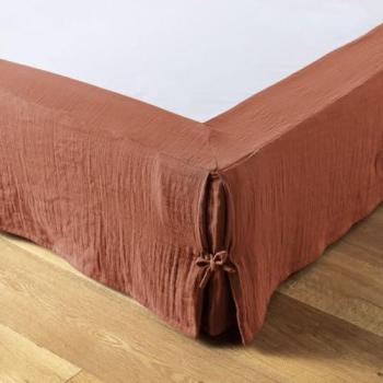 Funda de somier 180x200 cm gasa de algodón terracota
