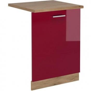 Tapa para lavavajillas R-Line, 60 cm, Rojo Burdeos alto brillo y Roble