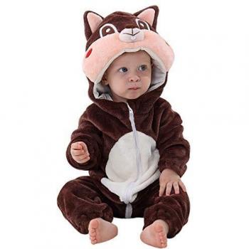 MICHLEY Disfraz Animal Bebe niño y niña Body Pijama Ropa, marrón 6 a 12 Meses