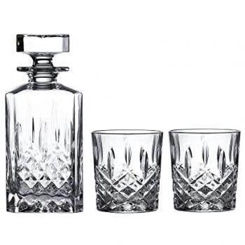 Marquis by Waterford Markham Square Decanter and Double Old Fashioned Glass Set (11oz Whiskey Glasses)