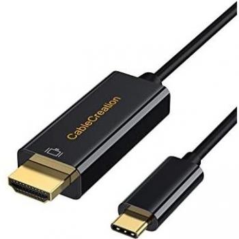 USB C to HDMI Cable for Home Office 6ft, CableCreation USB 3.1 Type C to HDMI 4K Thunderbolt 3 Compatible, Work with MacBook Pro/Air/iPad Pro 2020 2018, Surface Book 2, Dell XPS 15, Galaxy S20/S10