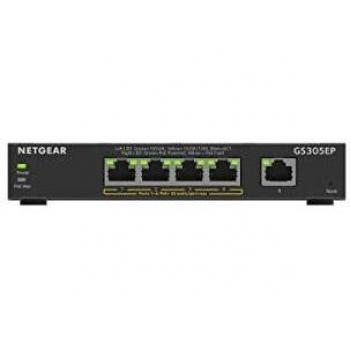 NETGEAR Switch PoE de 5 puertos Smart Plus GS305EP, Switch Ethernet con 4 x PoE+ a 63 W, montaje sobremesa/pared
