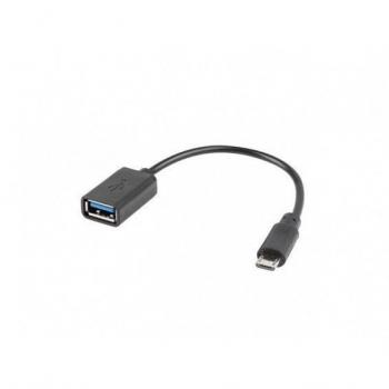 Lanberg AD-OTG-UM-01 Adaptador OTG USB Micro Macho 2.0 a USB-A Hembra 15 cm Negro